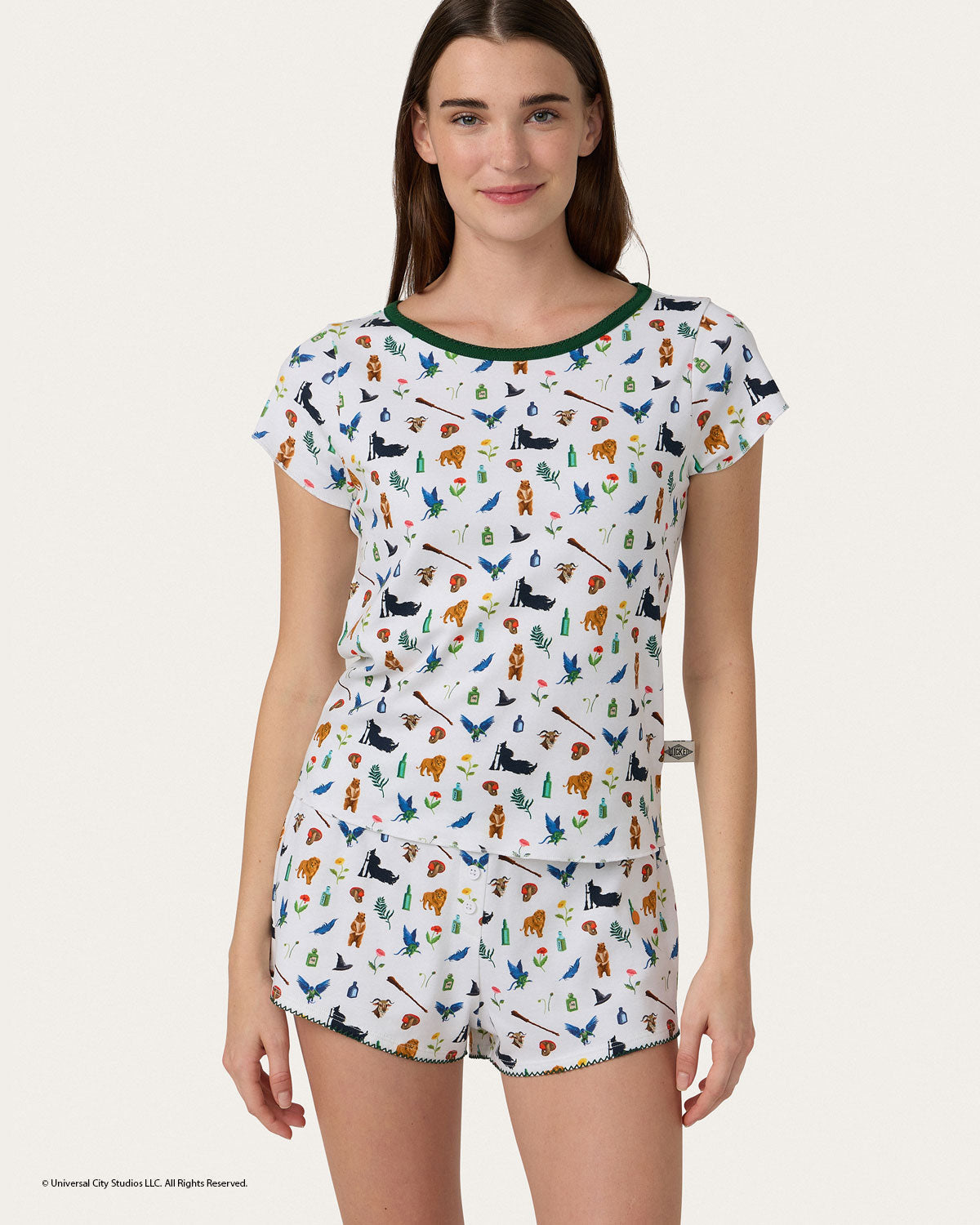 Womens | Elphaba Print Shortie Set x Wicked | Cream