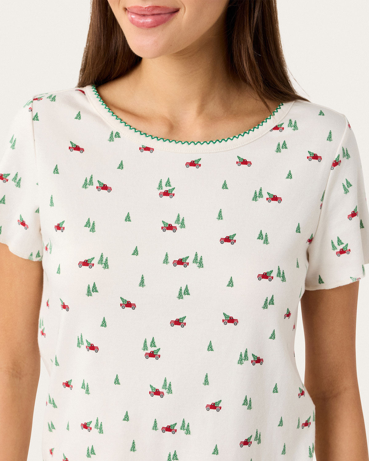 Womens | Suzie PJ Set in Big Red Trucks | Snow