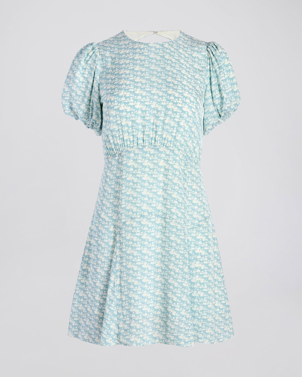 Womens | The Gael Mini Dress | Horse Print Hazy Blue