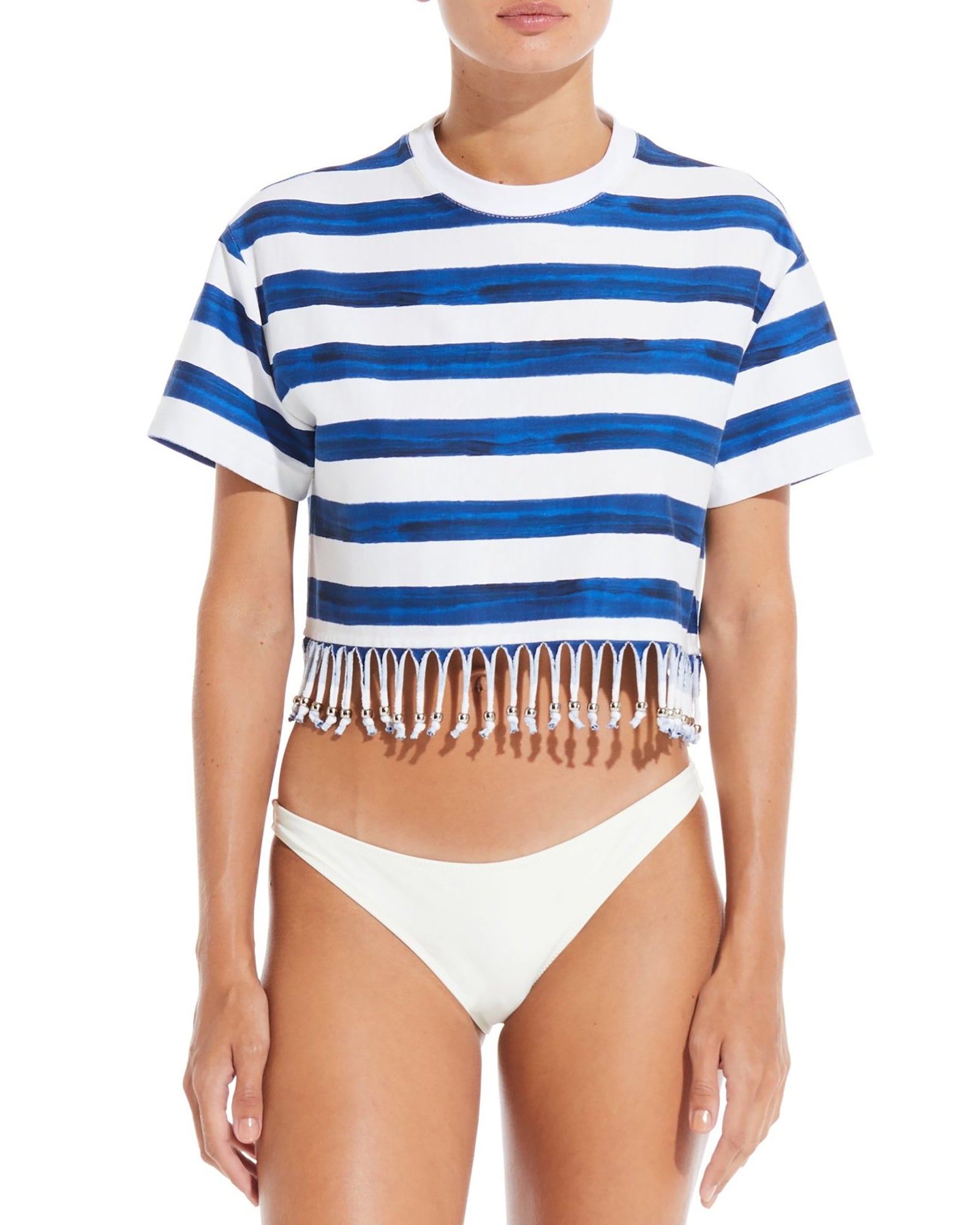 Women | Rhegan Tee | Marshmallow/Midnight Blue Stripe