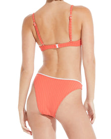 Women | Tati Ribbed Bikini Bottom | Solid Ribbed Coral Orange
