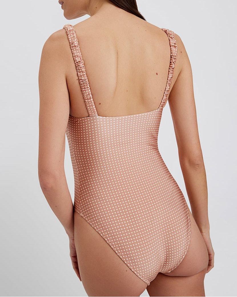 Womens | Verona One Piece | Baby Polkadot Taupe