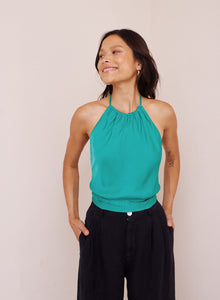 Tie Back Halter Top | Tropical Teal