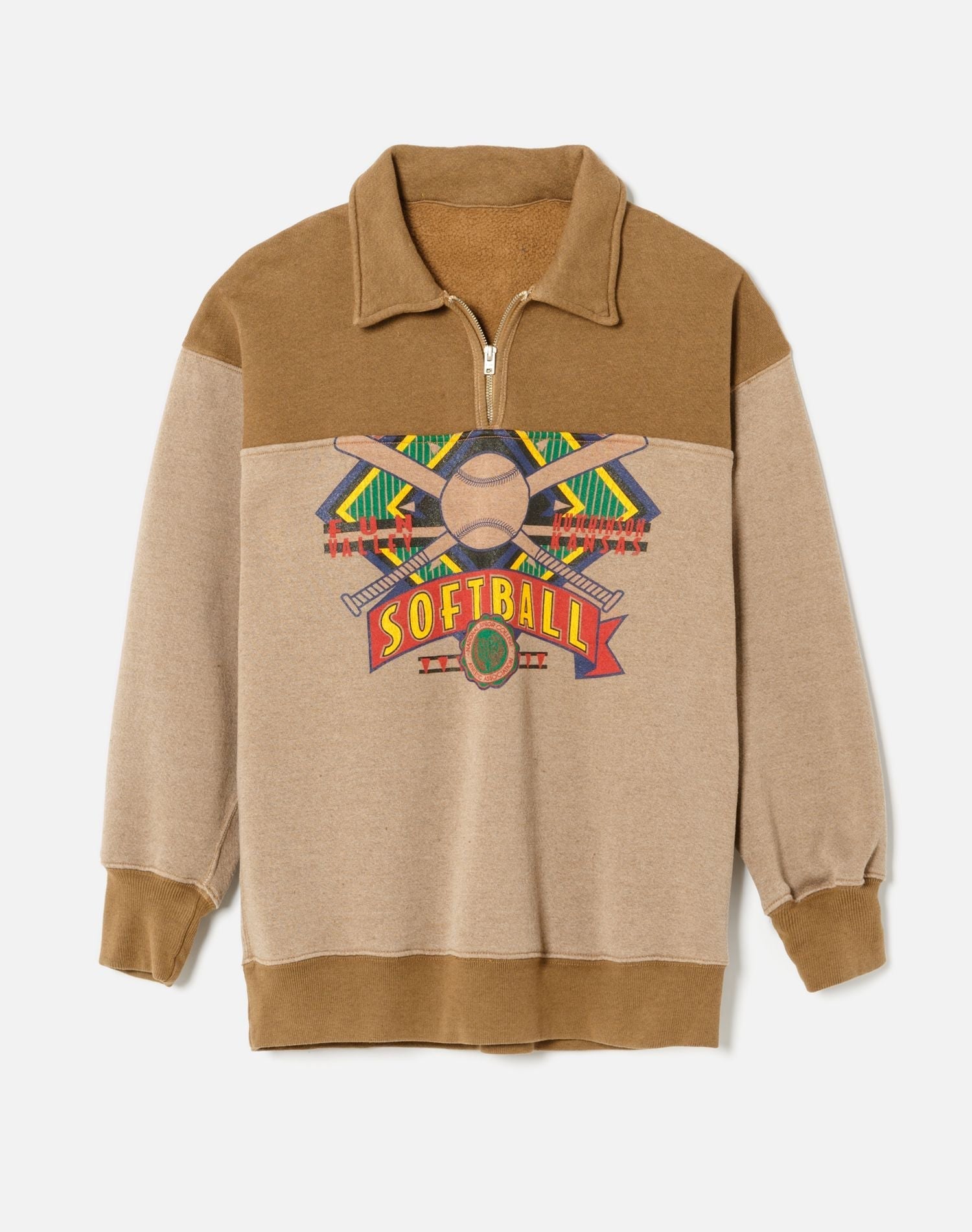 Womens | Upcycled 80s Oversized Half Zip | Assorted Caramel