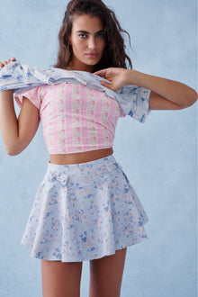 Corene Floral Active Skort | Whisper Blue
