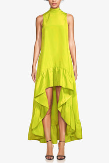 ONE33 SOCIAL | The Yolanda Bright Lime High-Low Maxi Gown | Yellow / Green