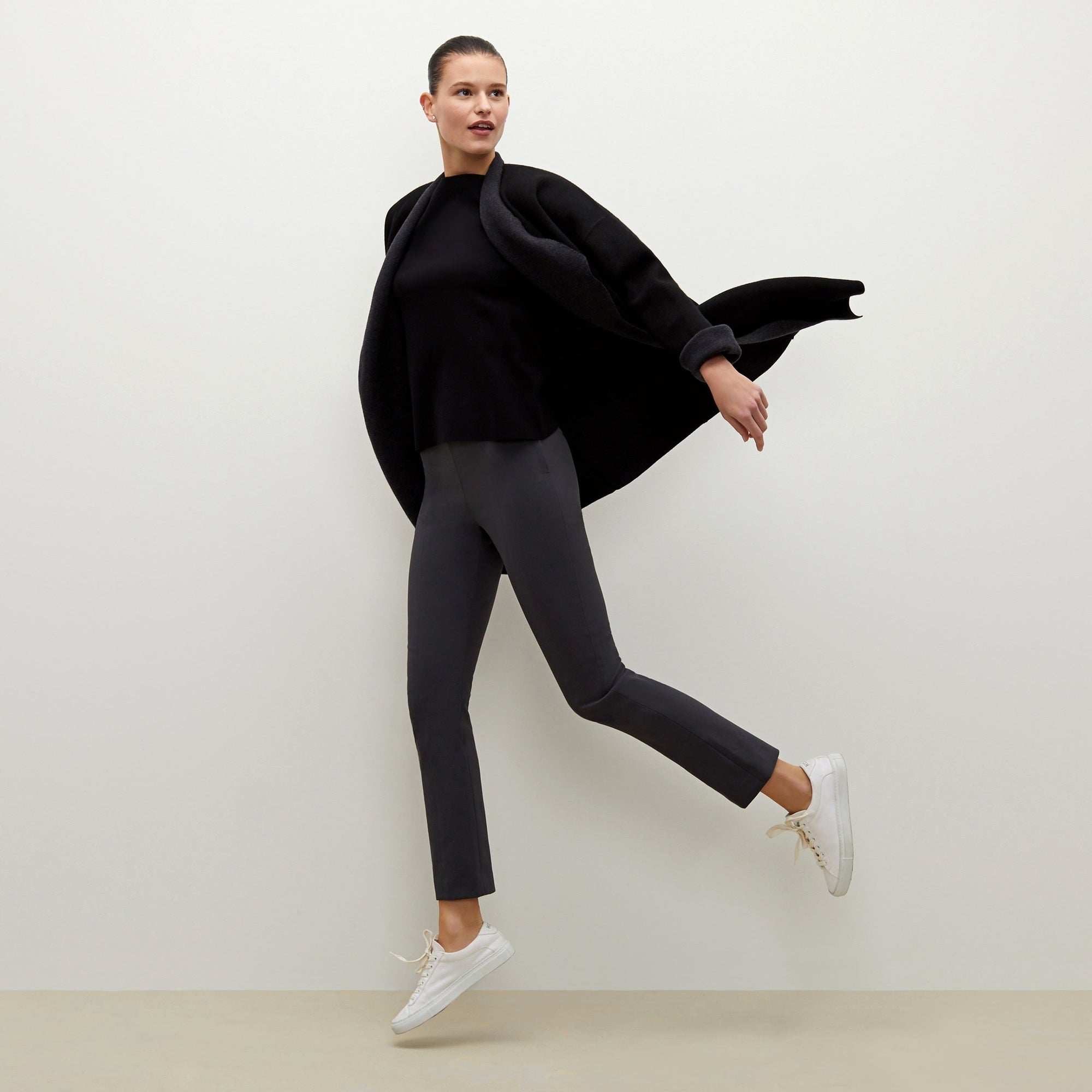 Side image of a woman wearing the Foster Pant - Everstretch  in Monsoon
