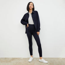Front image of a woman wearing the Harrington Legging - Light Scuba in Space Blue| Lead